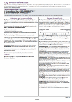 True Potential SEI Cautious Key Investor Information